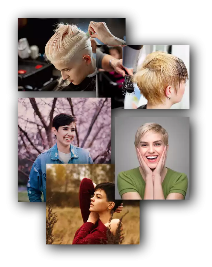 wOMEN WITH SHORT HAIRS COLLAGE